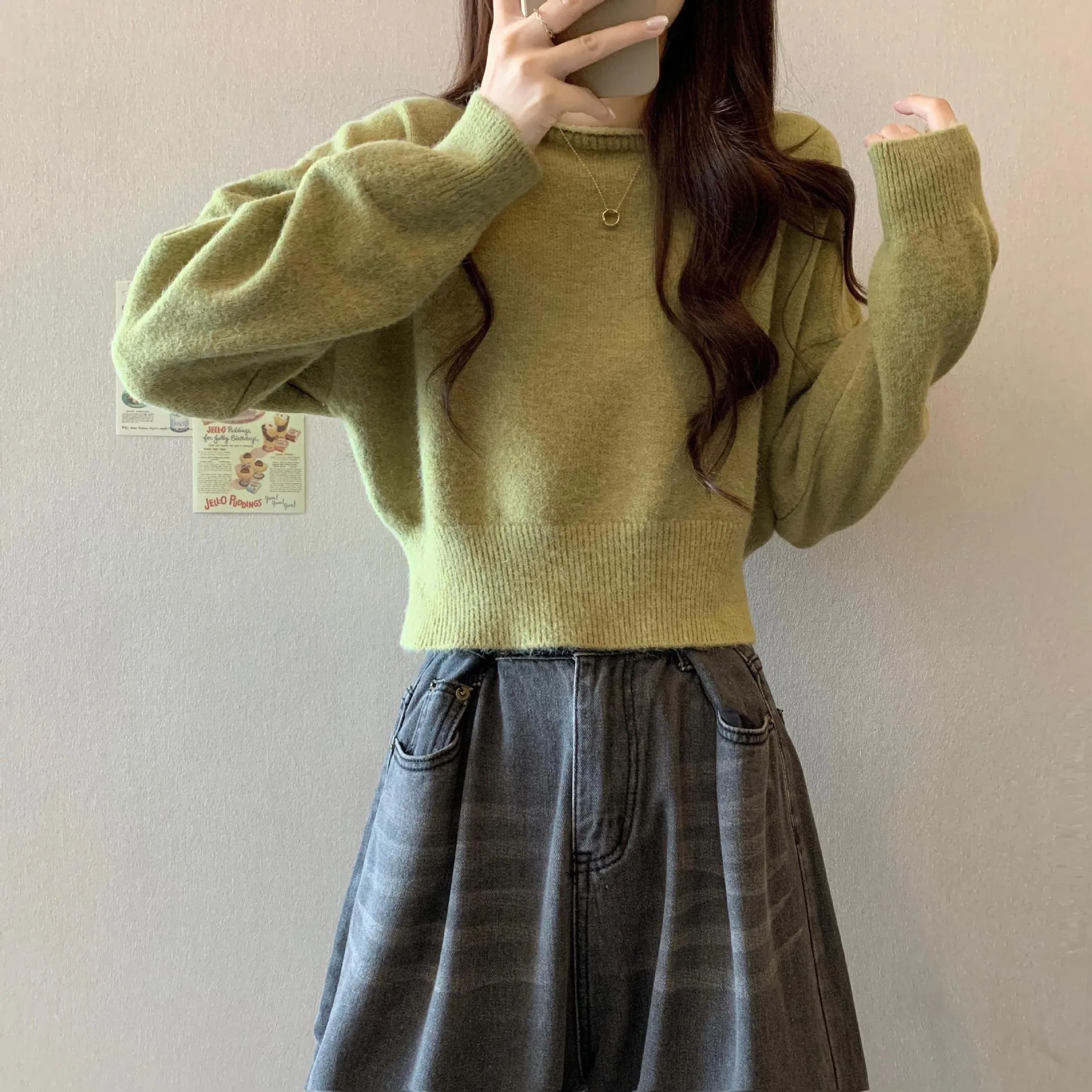 Girlary-shop going out outfits 2024 Spring and Autumn Inner Sweater Small Short Top Trendy Korean Style Light Purple College Style Knitted Bottoming Shirt for Women