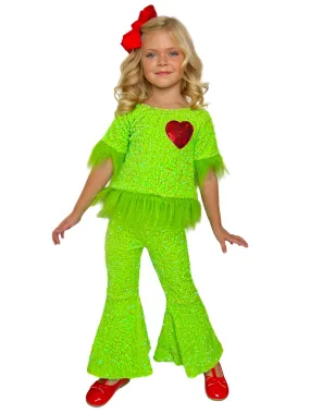 Grinch Inspired Sequin Pants Set