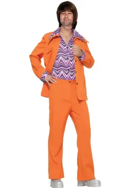 Groovy Orange 70s Mens Leisure Suit Plus Size Costume