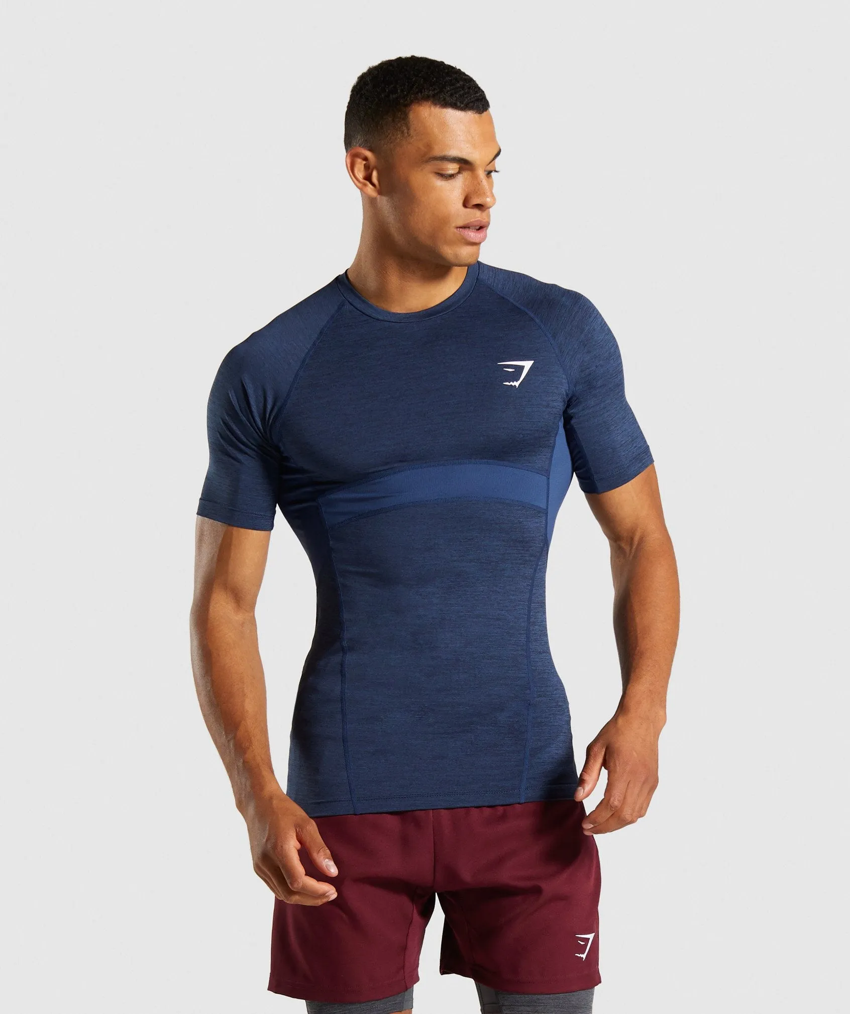 Gymshark Element  Baselayer T-Shirt - Dark Blue Marl