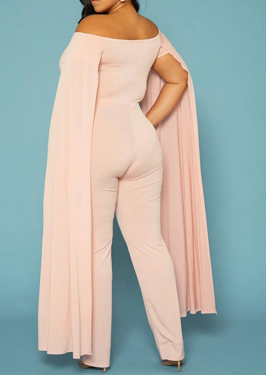 Hi Curvy Plus Size Women Off Shoulder Cape Sleeve Jumpsuit