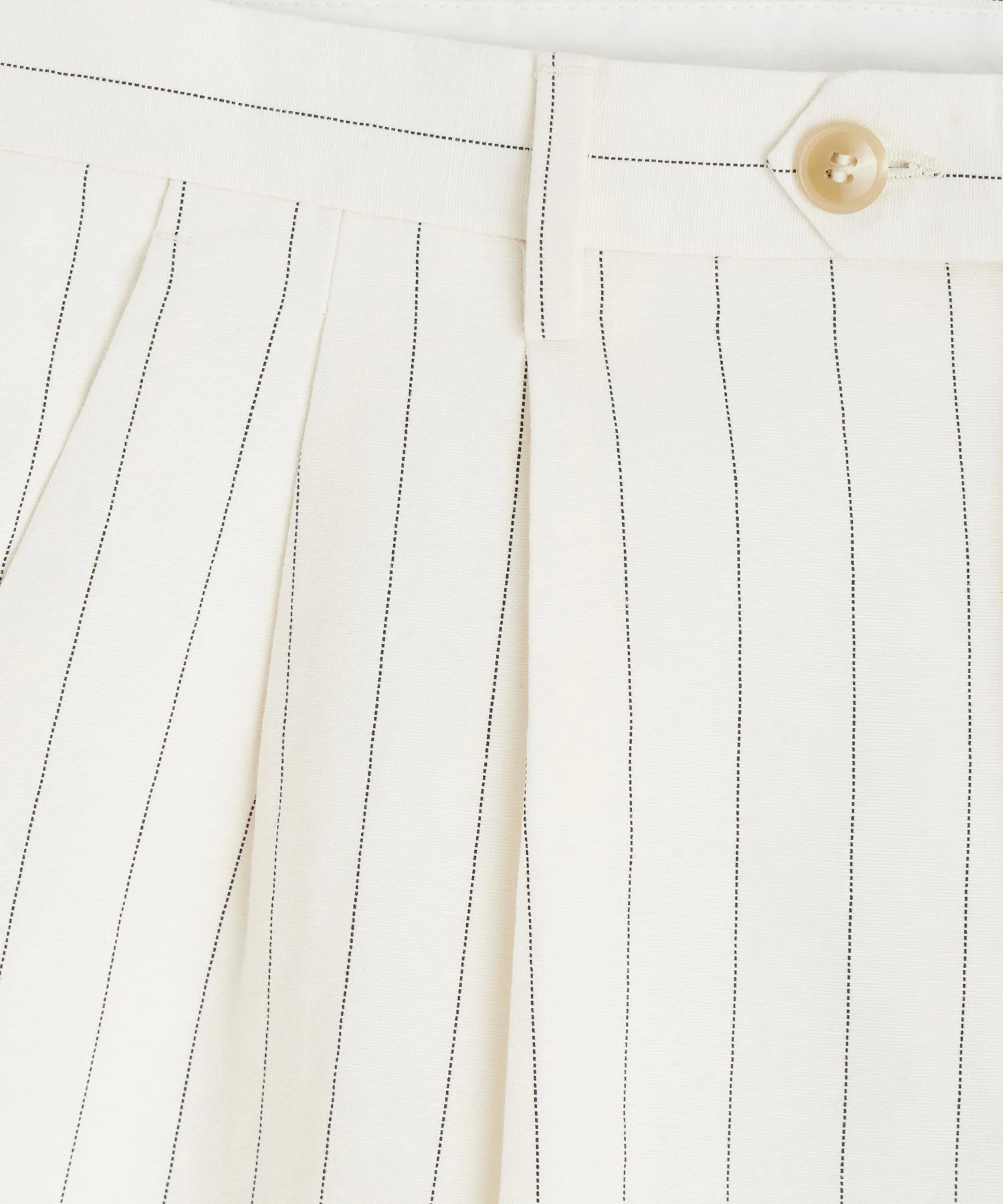 Italian Linen Wythe Trouser in White Pinstripe