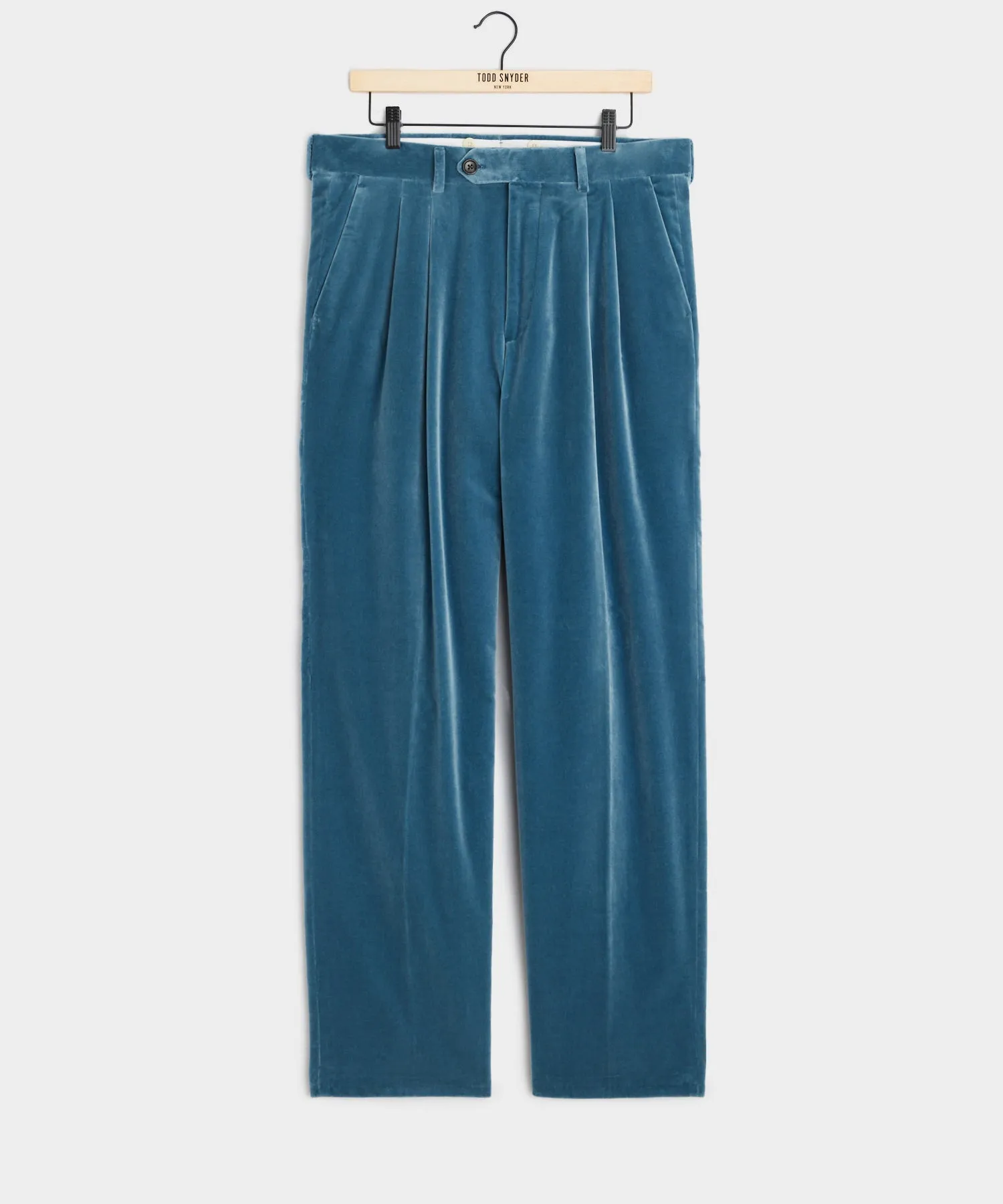 Italian Relaxed Velvet Tuxedo Trouser in Turquoise