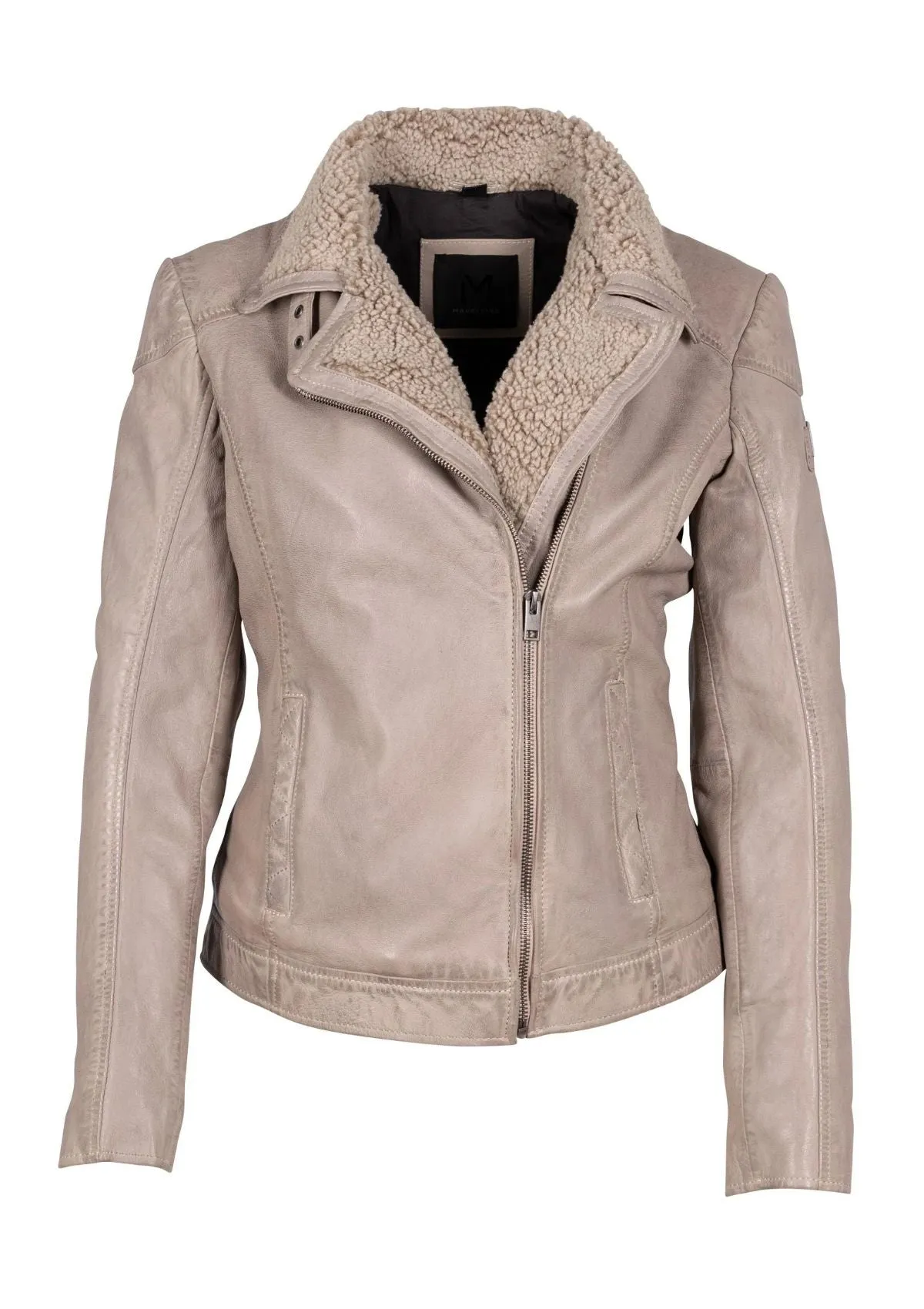 Jenja Jacket With Teddy Fur Trim - Stone