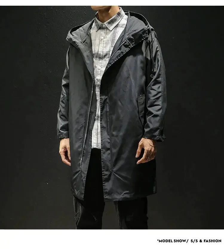 Long Windbreaker Trendy Men's Oversized Loose Coat Jacket