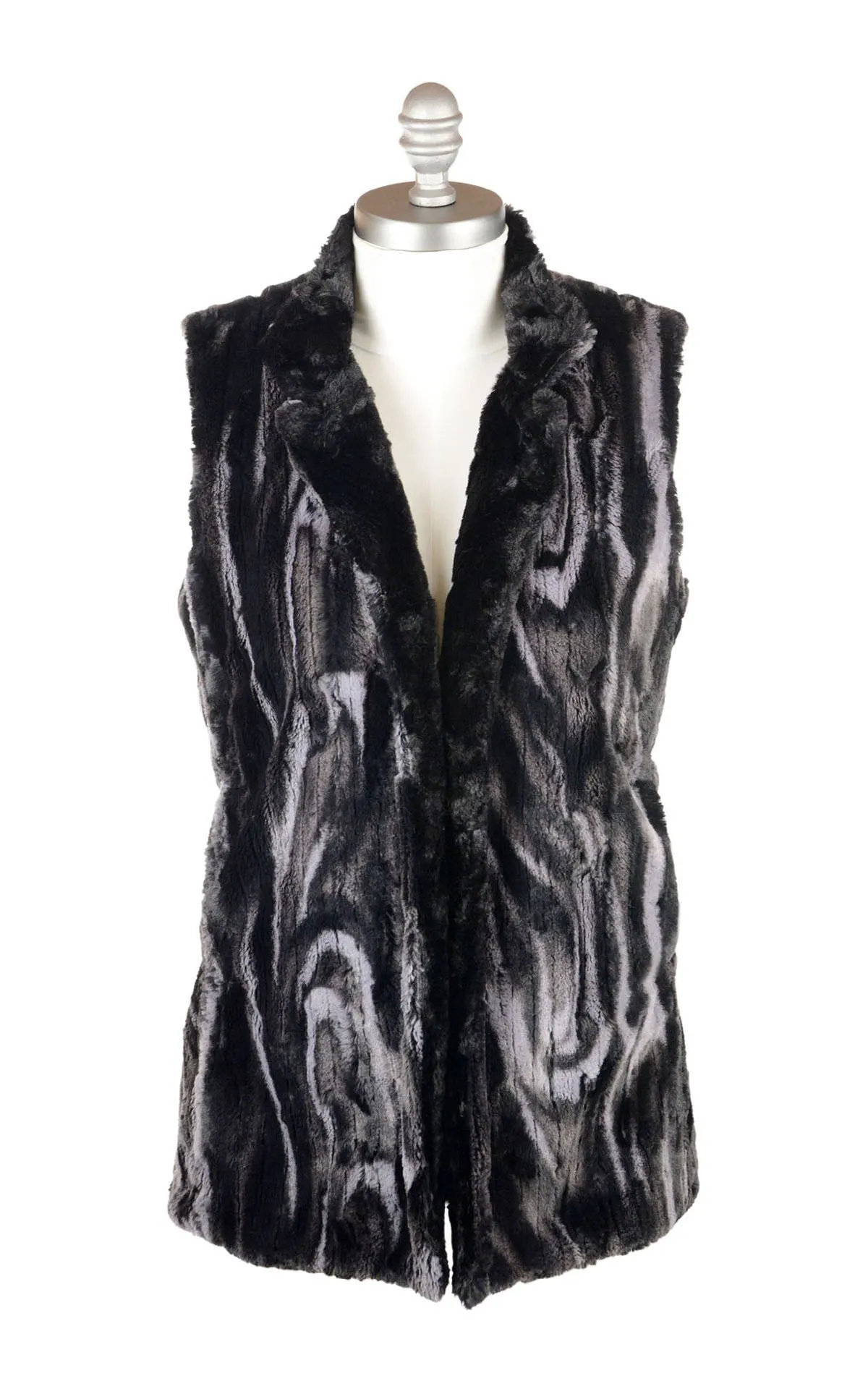 Mandarin Vest Short, Reversible less pockets - Marble Dune Luxury Faux Furs