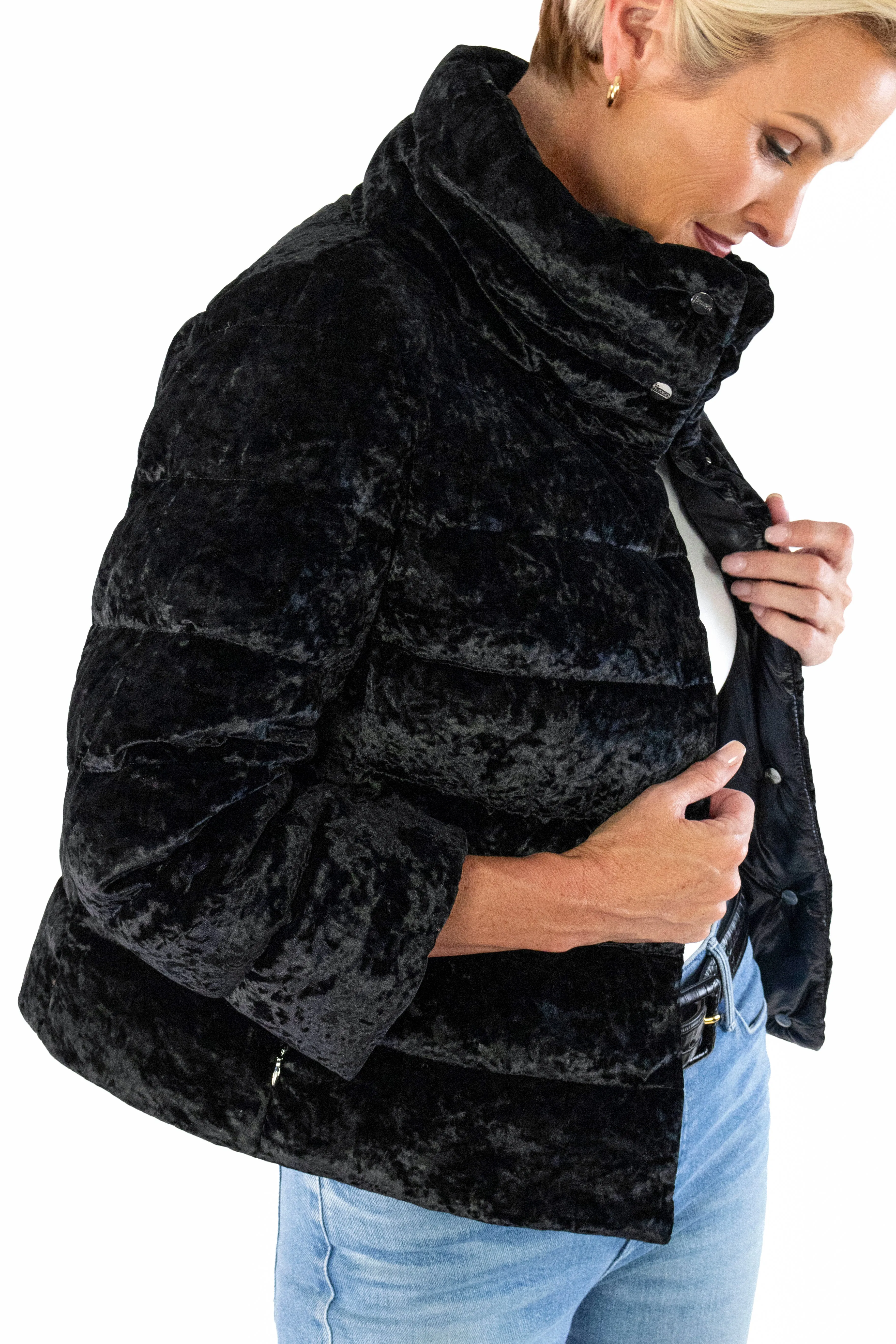 Marbled Velvet Cape - Black