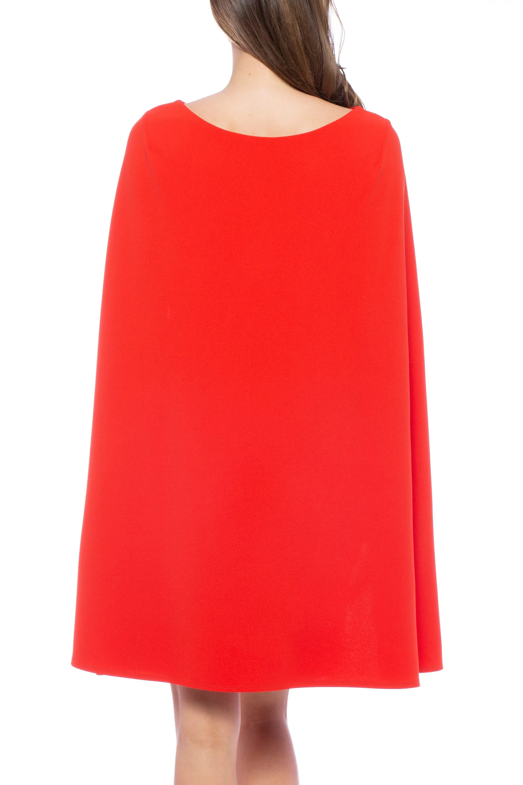 Marina Cape Back Boat Neckline Crepe Stone Detail Dress