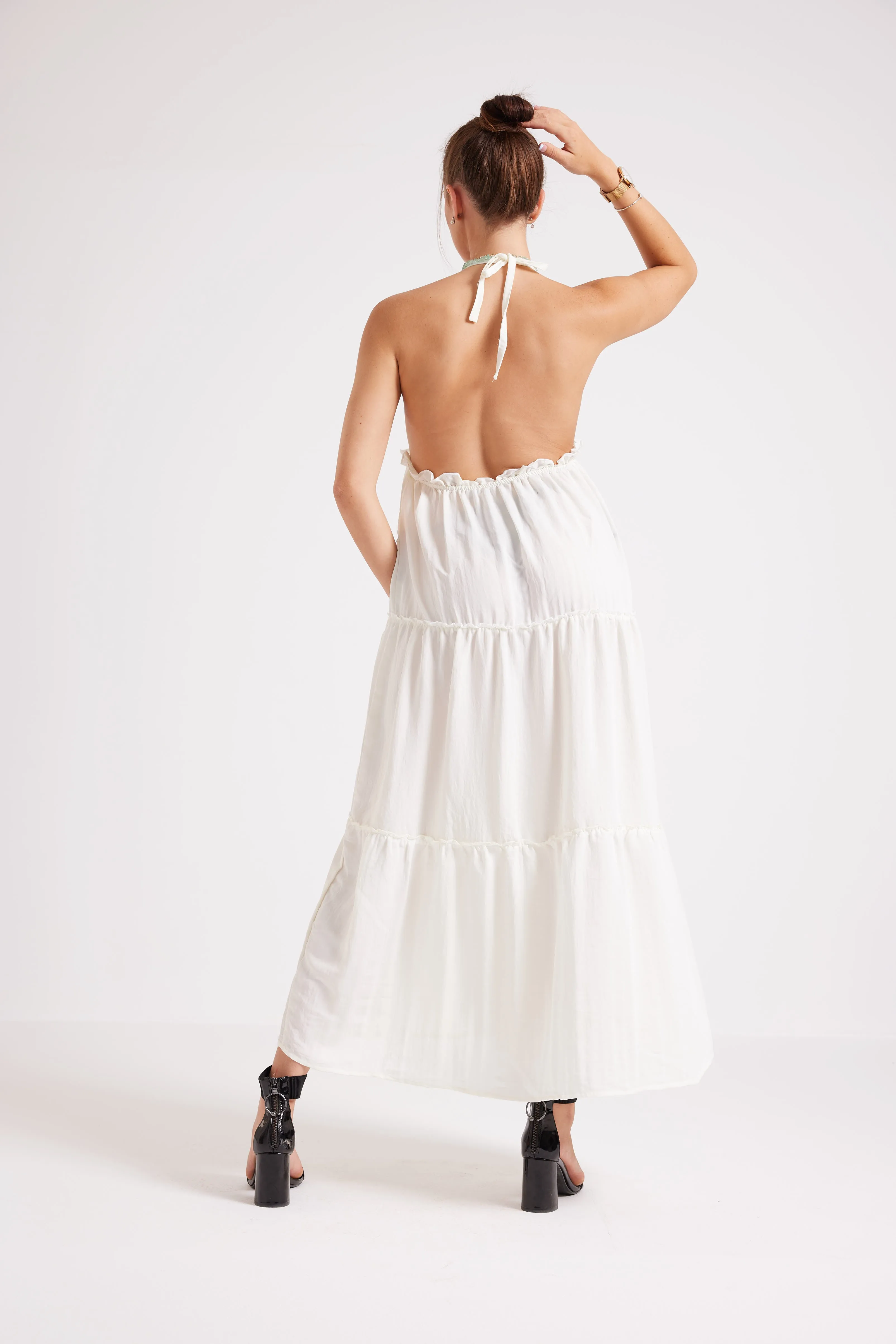 MAXI HALTER DRESS - WHITE