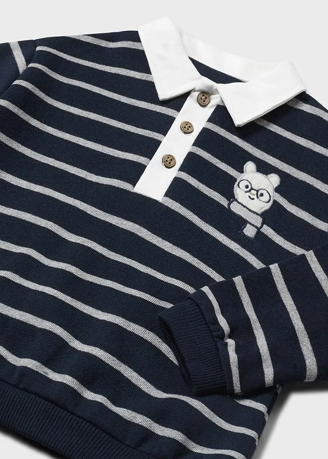 Mayoral 2459 056 - Navy Strip Polo Sweater