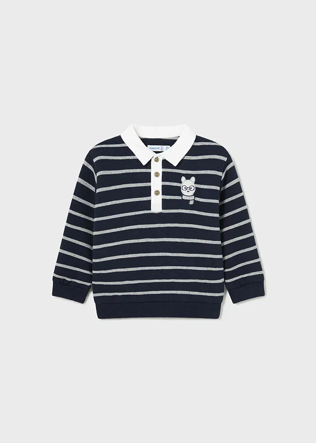 Mayoral 2459 056 - Navy Strip Polo Sweater