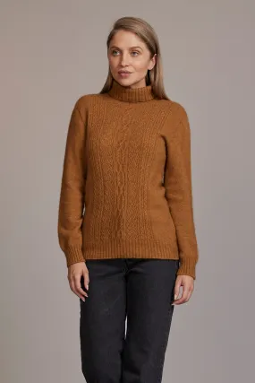 McDonald - Polo Neck Sweater in Merino Wool and Possum Fur, Honeycomb