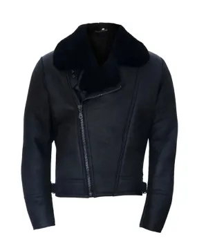 Mens Aviator Leather Shearling Jacket | Fur Leather Jackets | Rfx Leather UK