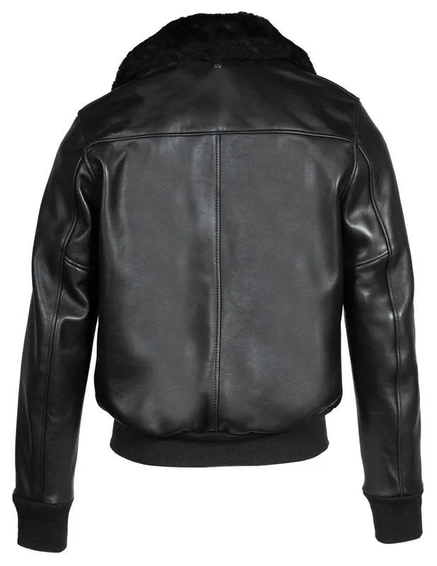 Men's Black A2 Aviator Bomber Leather Jacket