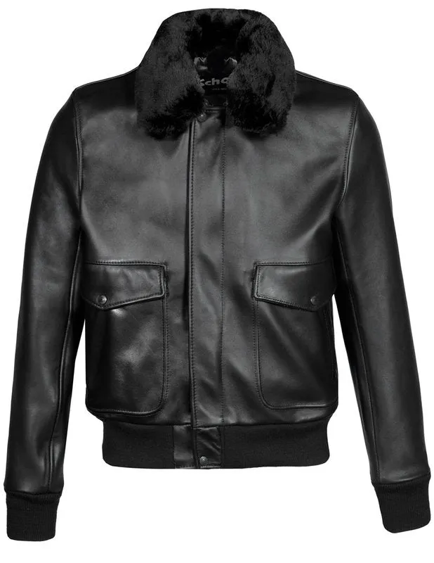 Men's Black A2 Aviator Bomber Leather Jacket