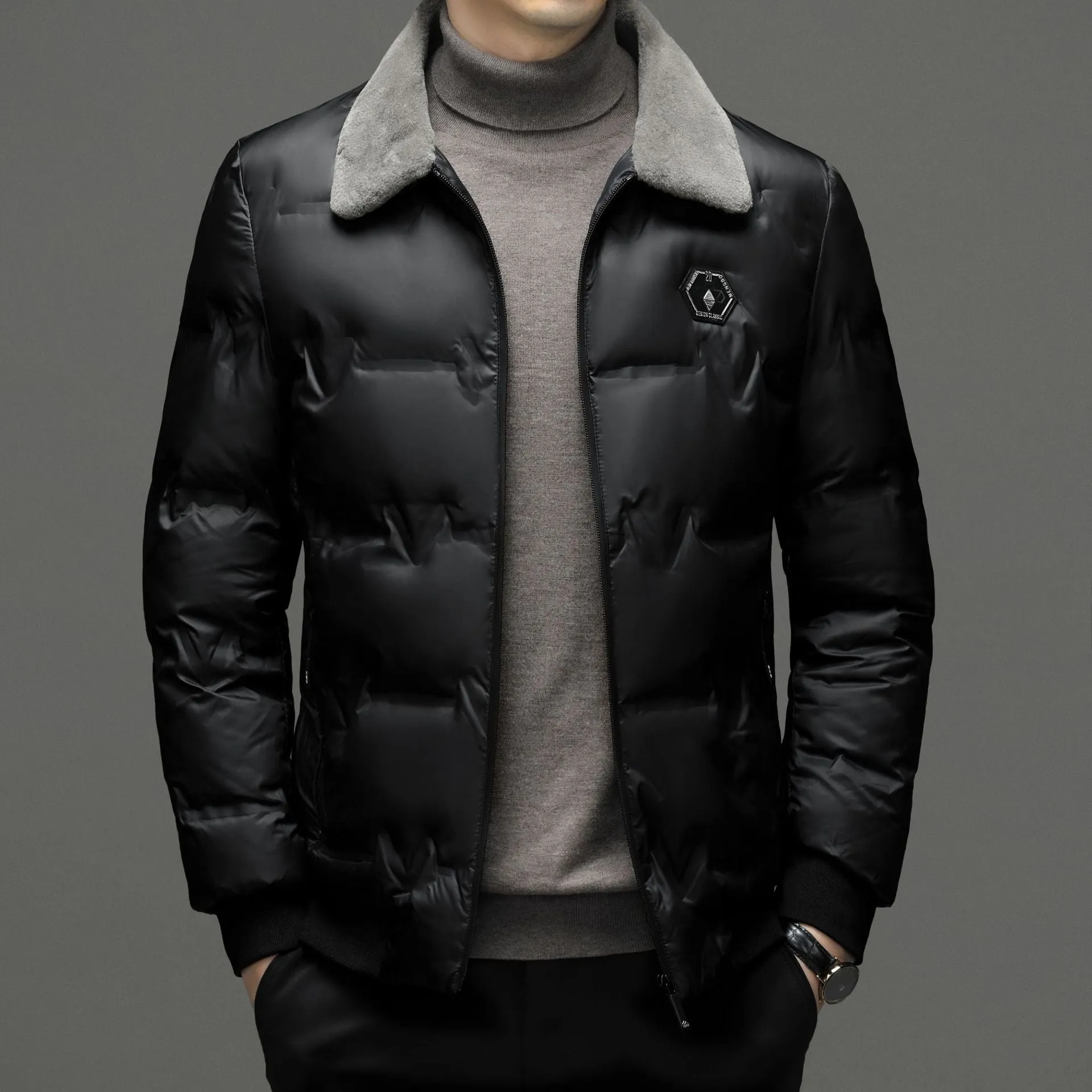 Men's Cotton-padded Jacket Winter Fur Collar Coat Men's Casual Jacket