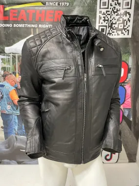 Men's Super Soft Lambskin Leather Jacket with Quilting #M5500QK