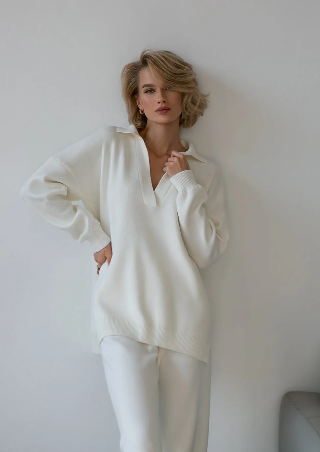 Nalla Milk Polo Oversized Sweater