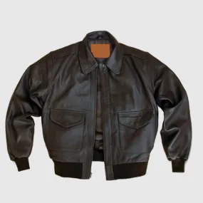 New Style Cooper Original Modern A-2 Leather Flight Brown Jacket