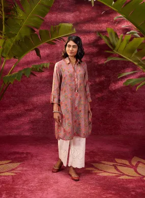 Noor Turkish Rose Pink Printed Cotton Tunic for Women