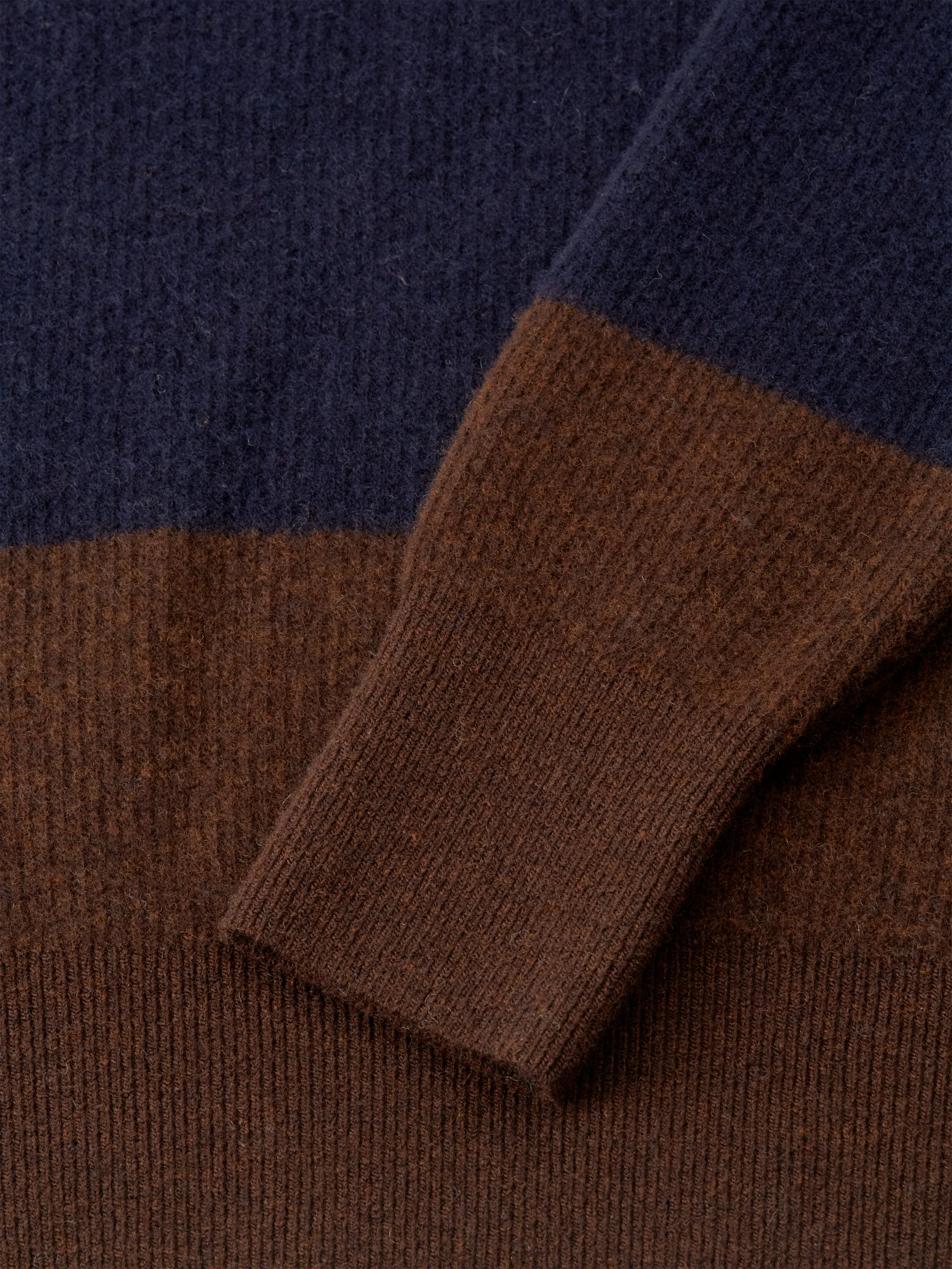 Oliver Spencer Wren Knitted Polo Shirt Paxton - Navy/Brown