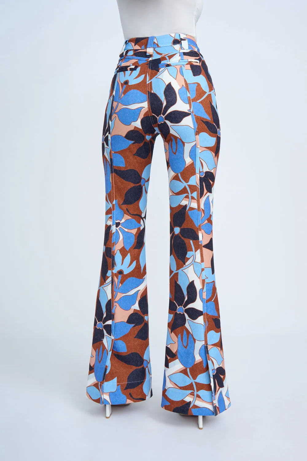 Ophelia Floral Flare Pant | Final Sale - Navy Tan Brown Ivory