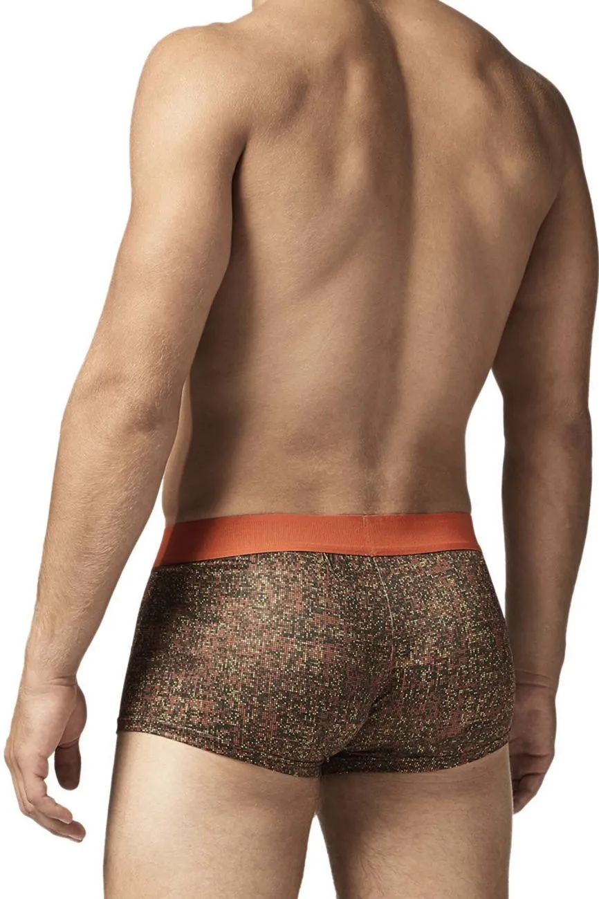 Papi UMPA050 Fashion Microflex Brazilian Trunks Color Orange Pixel Print