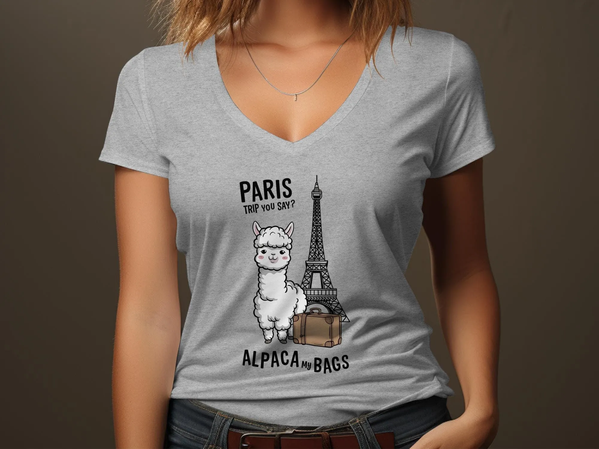 Paris Trip Alpaca My Bags T-Shirt, Funny Alpaca Travel Shirt, Cute Animal Humor Tee, Eiffel Tower Design, Great Travel Sweatshirt Gift