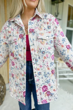 Penn Floral Quilted Oversized Button Down Jacket [S-3X]