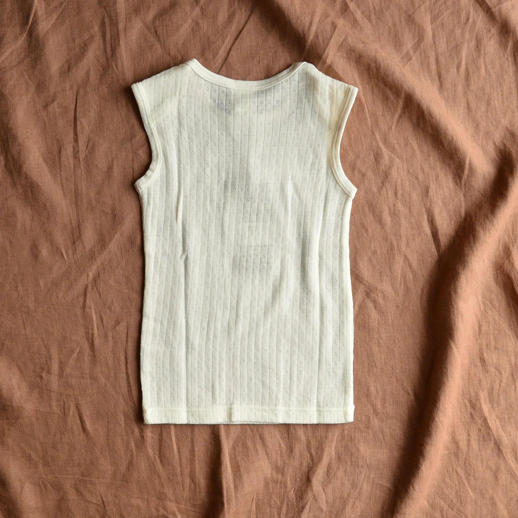 Pointelle Sleeveless Organic Merino Vest - Natural (0-6y)