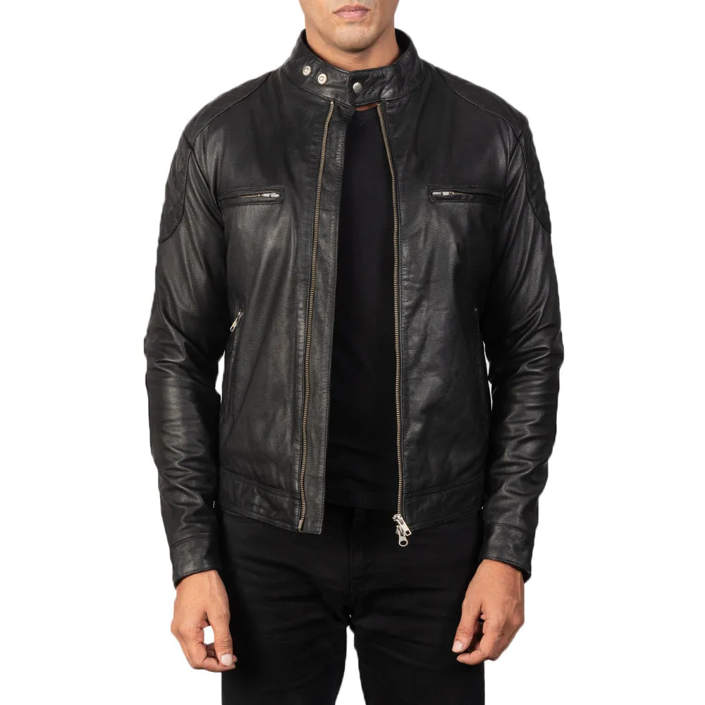 Premium Black Goatskin Leather Biker Jacket