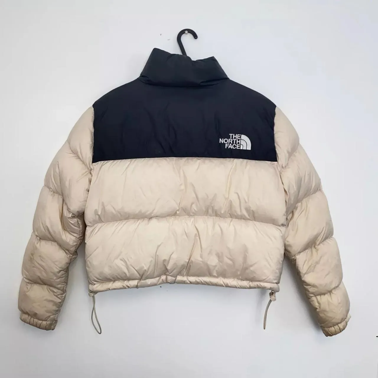 Preowned The North Face Womens Down Nuptse 1996 Retro Puffer Jacket Size M Cream Black