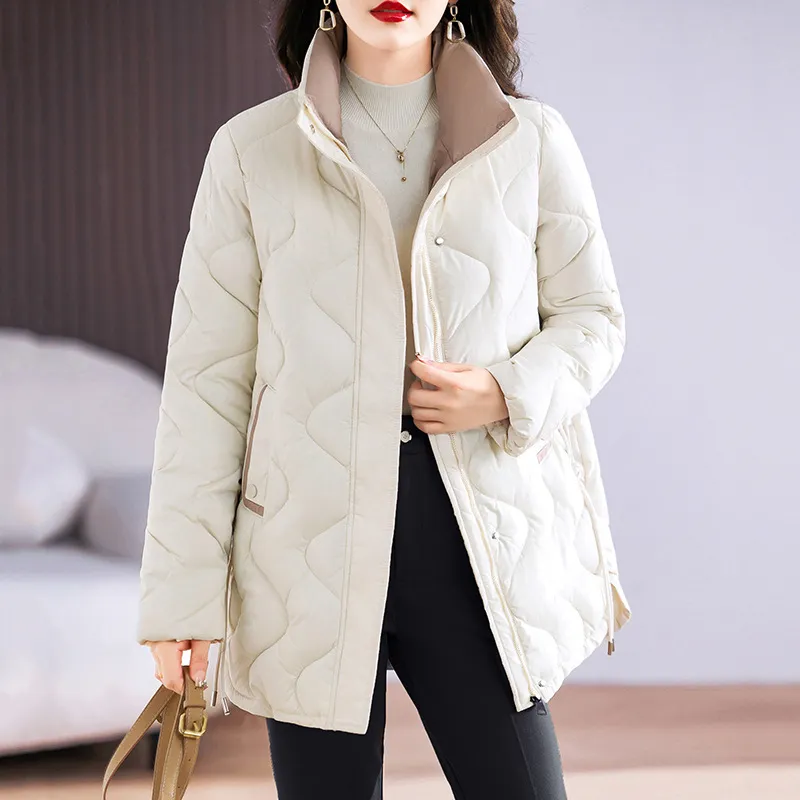 Quilted Thigh-Length Classic Puffer Jacket