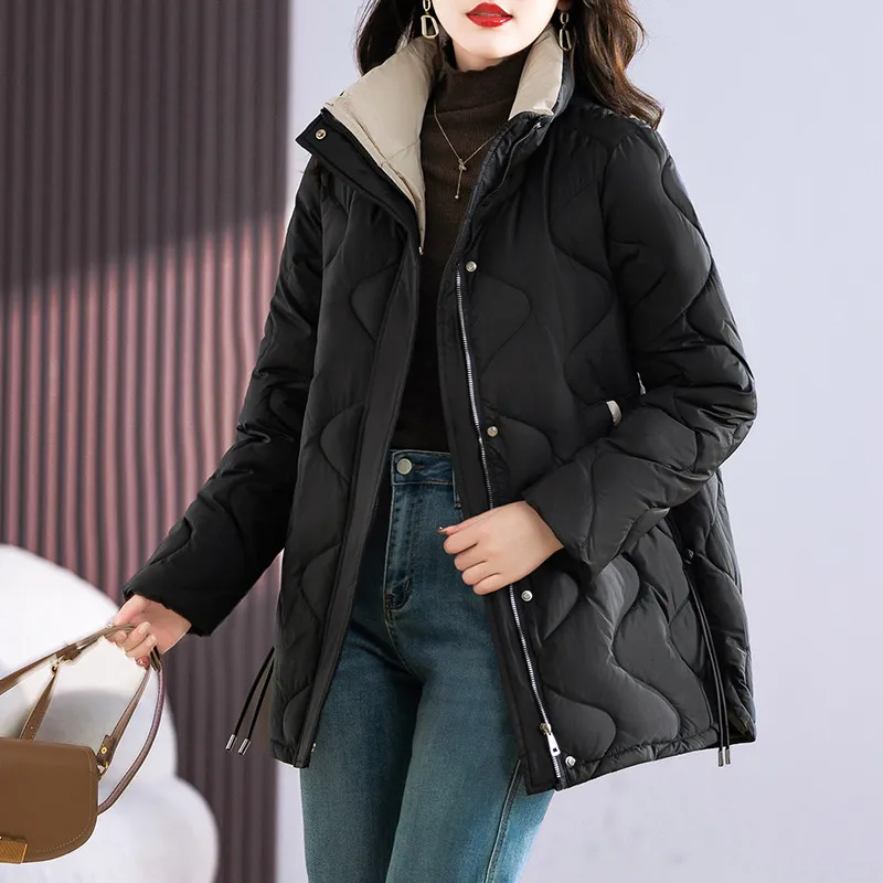 Quilted Thigh-Length Classic Puffer Jacket