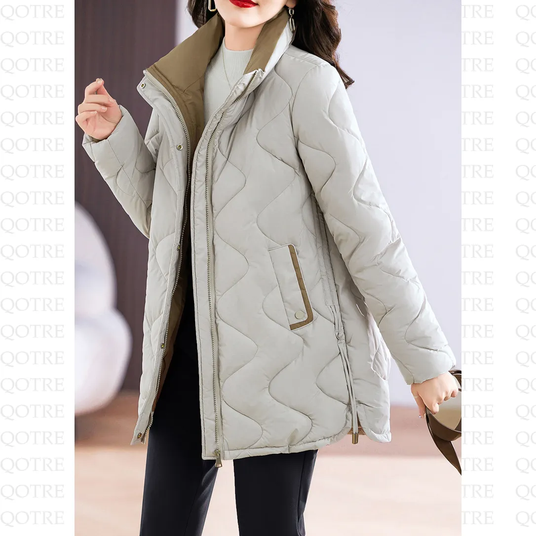 Quilted Thigh-Length Classic Puffer Jacket