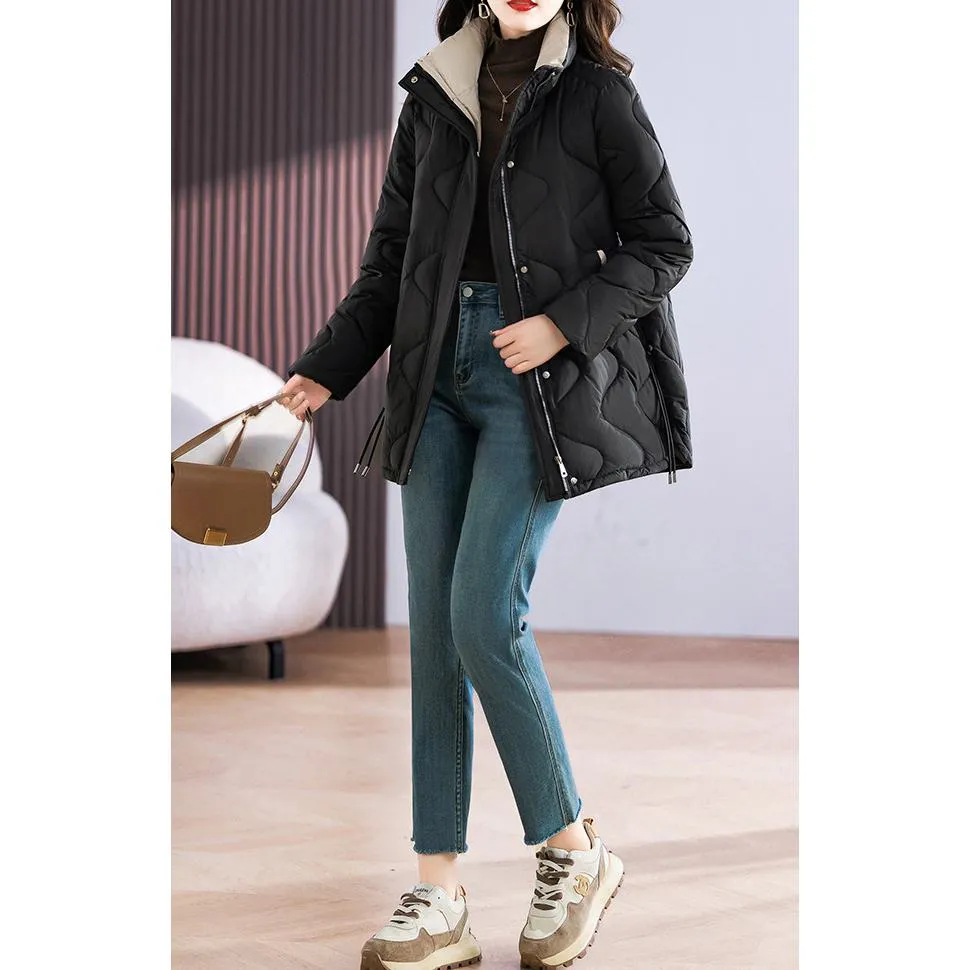 Quilted Thigh-Length Classic Puffer Jacket