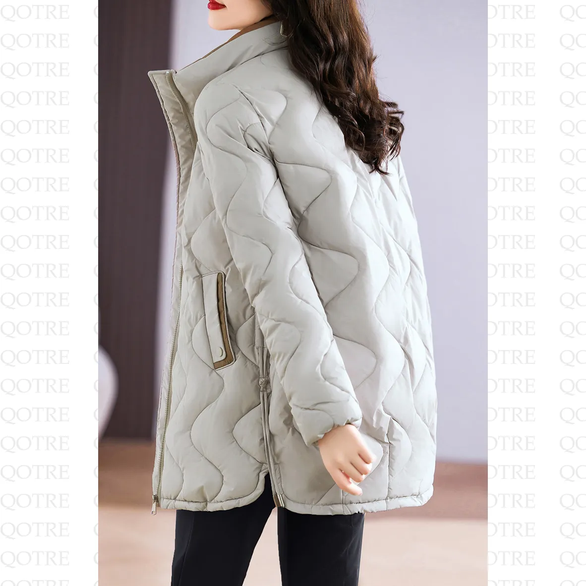 Quilted Thigh-Length Classic Puffer Jacket