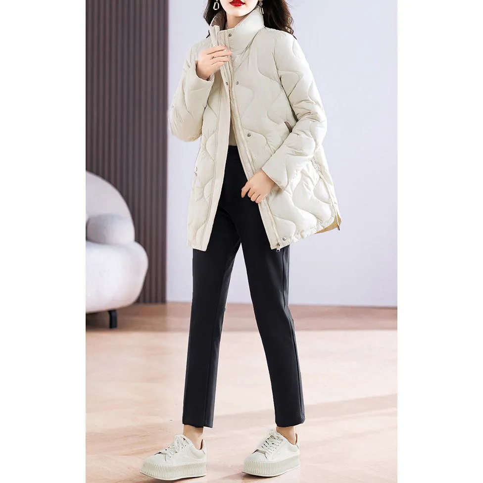 Quilted Thigh-Length Classic Puffer Jacket