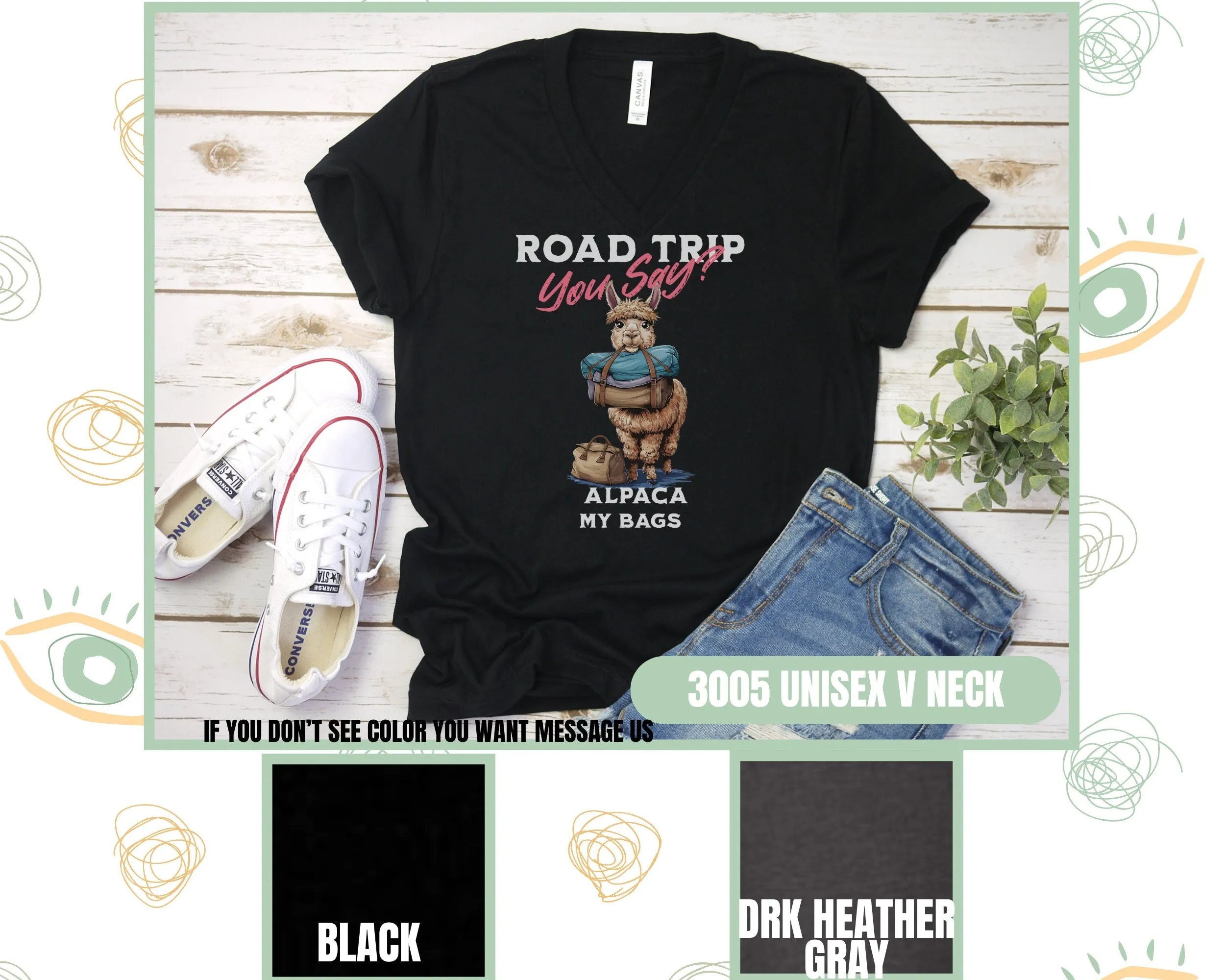 Road Trip Funny Llama T-Shirt, Cute Llama with Baggage, You Say? Graphic Tee, Humor Animal Print Shirt, Quirky Llama, Alpaca Sweatshirt