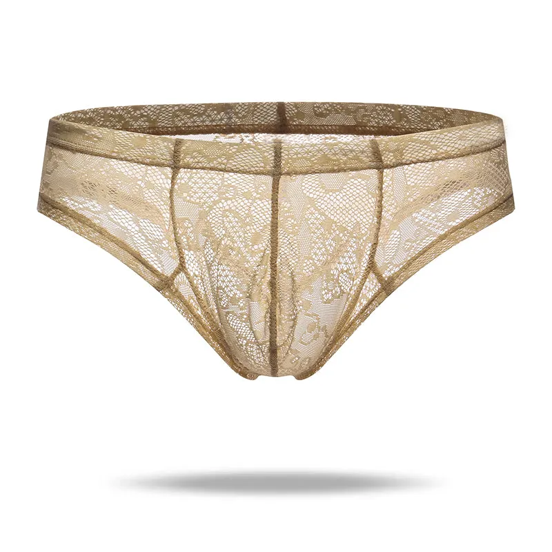 Sexy Translucent Lace  Elastic Nylon Men's Brief