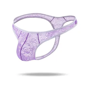 Sexy Translucent Lace  Elastic Nylon Men's Thong