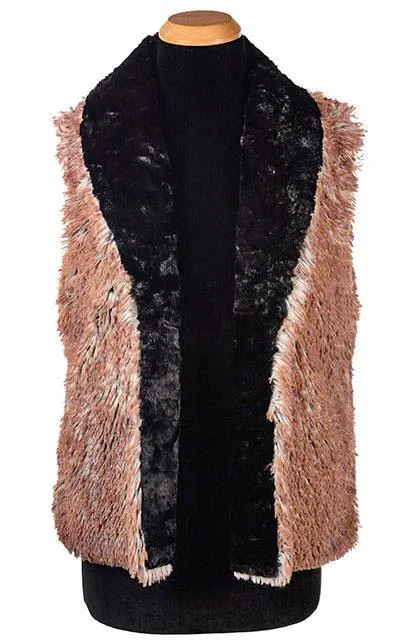 Shawl Collar Vest - Cuddly Faux Fur with Red Fox