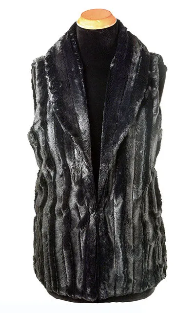 Shawl Collar Vest - Minky Black Faux Fur in Black