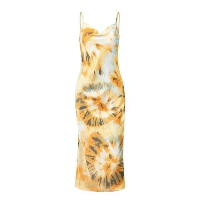 Sleeveless Sexy Floral Print Dye Spring Beach Summer Dress