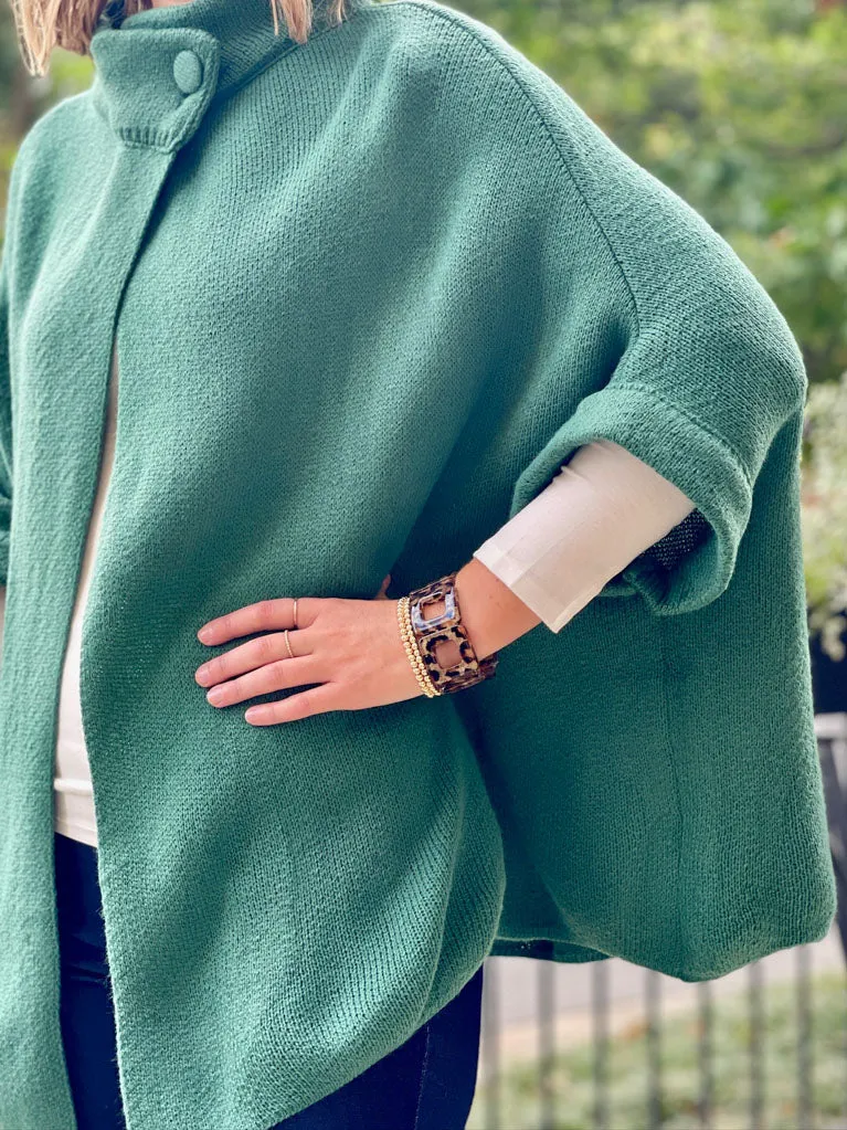 Sophisticated One Button Cape - Green