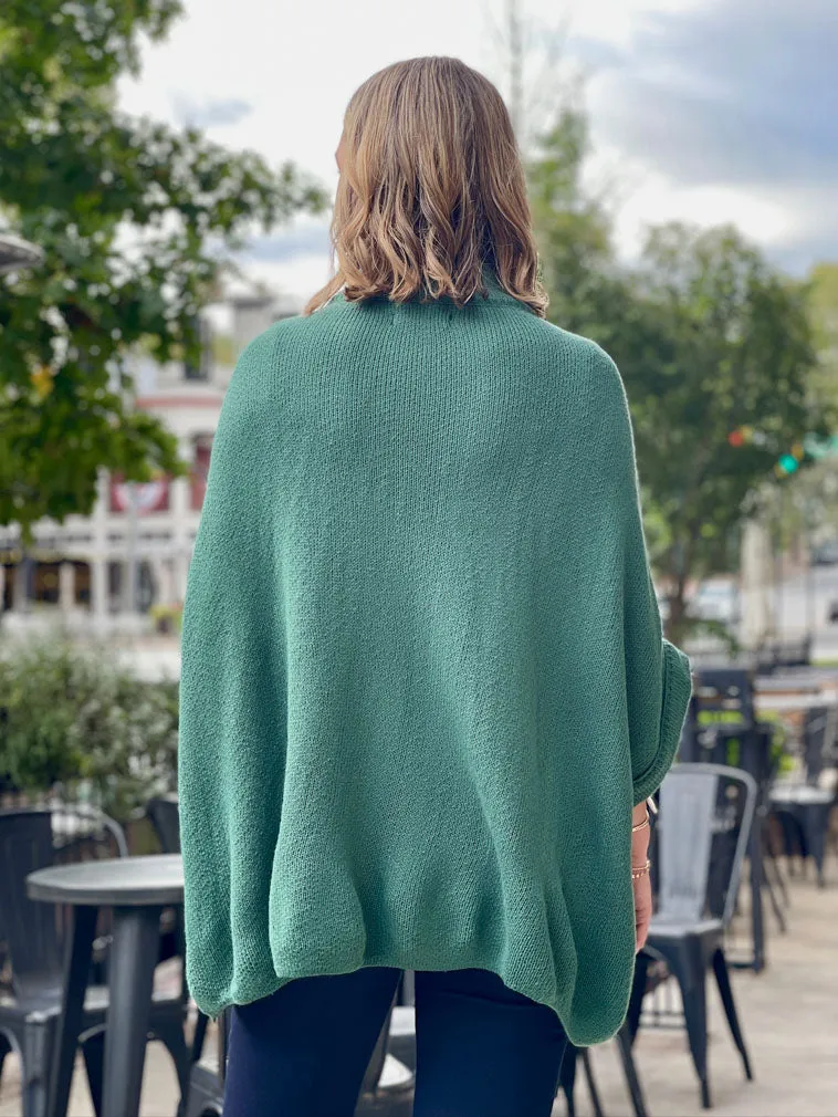 Sophisticated One Button Cape - Green