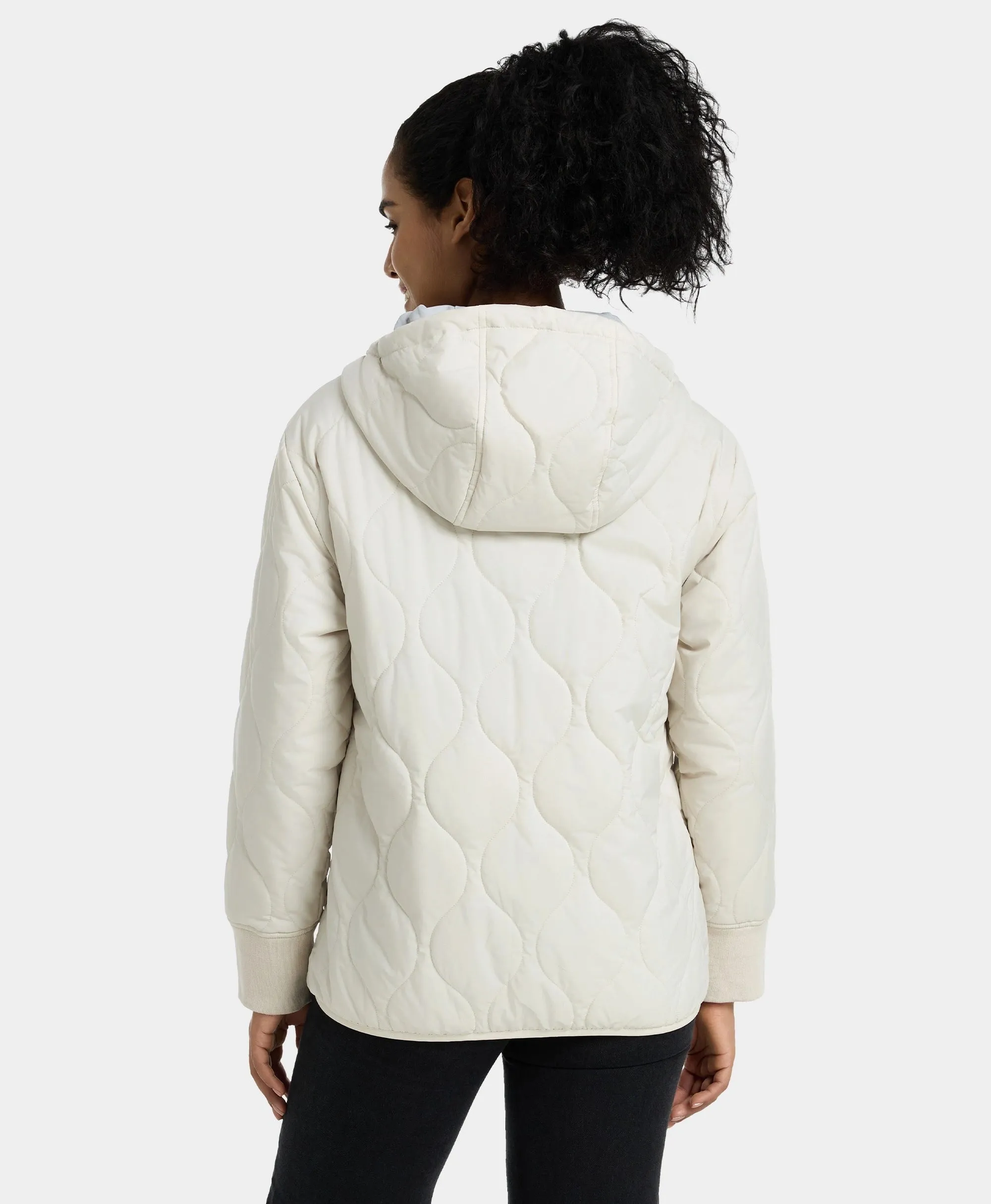 Stargazer Women's Heated Quilted Hoodie Jacket - Beige