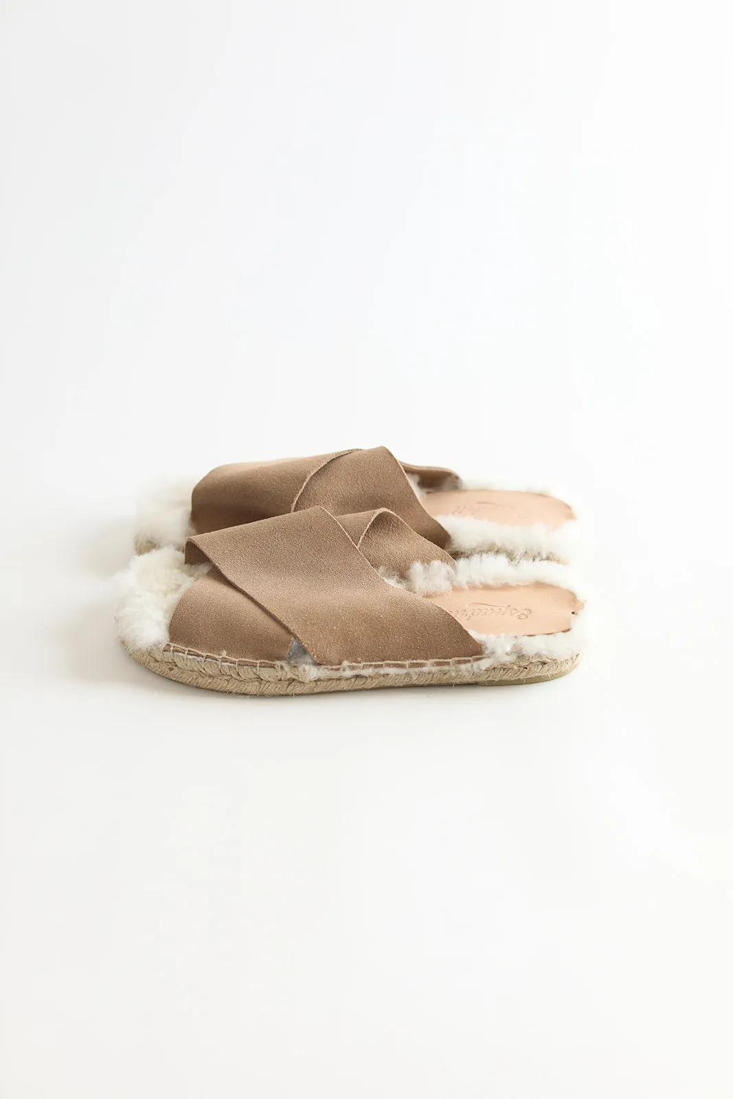 Suede Fur Cross Slider