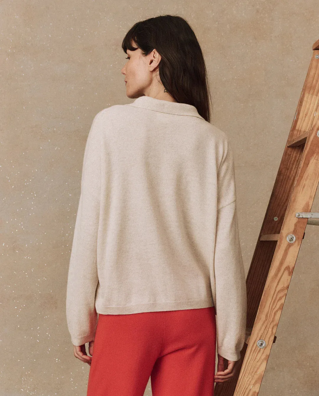 The Cashmere Polo Sweater- Ivory