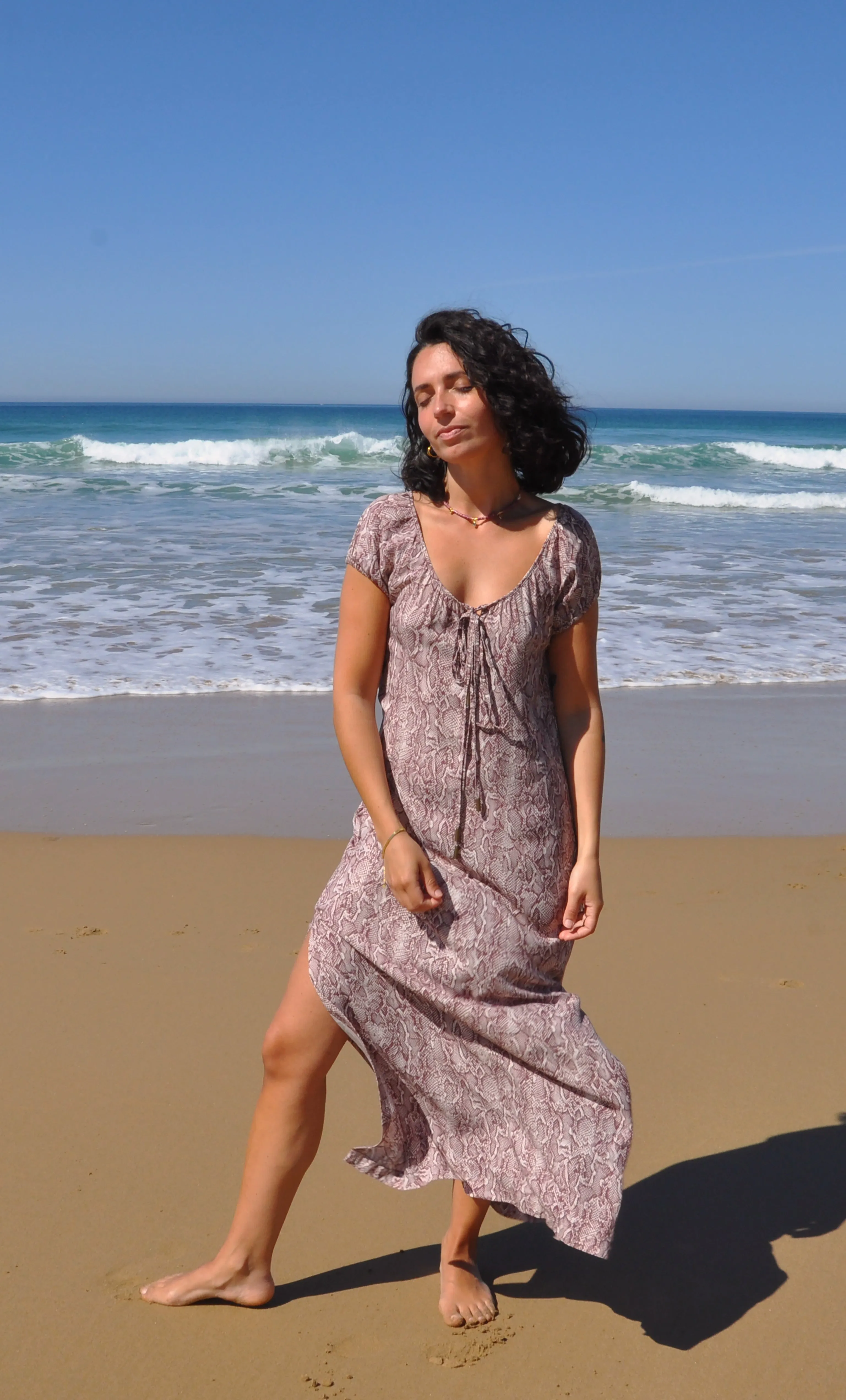 The Tunik Aurelia sun dress - Reptile Mocha print